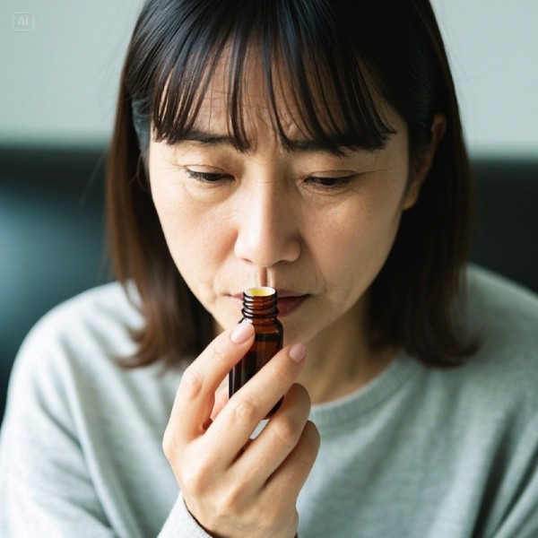 감기약먹는여성