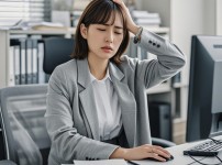 만성 두통으로 고생하는 여성