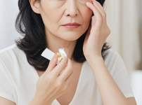 눈가주름때문에 염려하는 여성