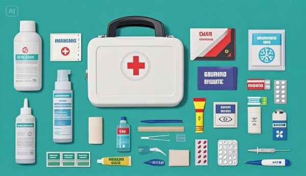 구급상자와 기본 구성품들
