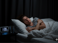 밤에 잠 못들고 있는 여성