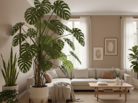 거실의 몬테스라 대형화분