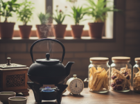 한방차 끓이는 모습