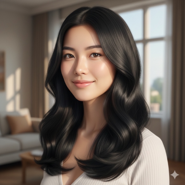 아름다운 모발을 가진 여성