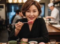 EPA가 풍부한 참치회를 즐기는 여성