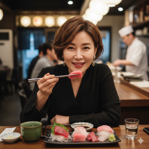 EPA가 풍부한 참치회를 즐기는 여성